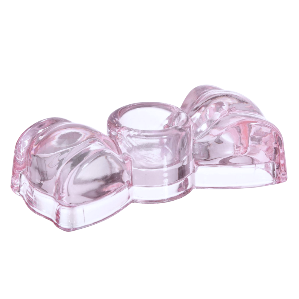 Sløjfe lysestage, lyserød - 10 cm.